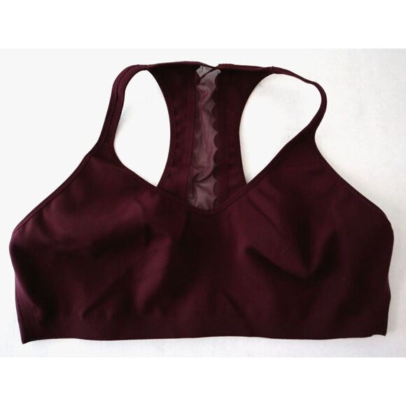 Aerie Women's Sz Large Burgundy Real Me Mesh Racerback Sports Bra - Picture 1 of 4